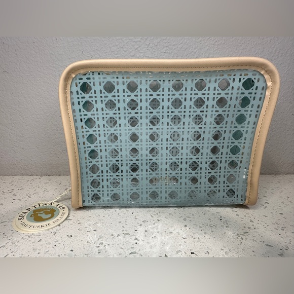 Spartina 449 Aqua and Beige Cosmetic Case - Picture 2 of 9